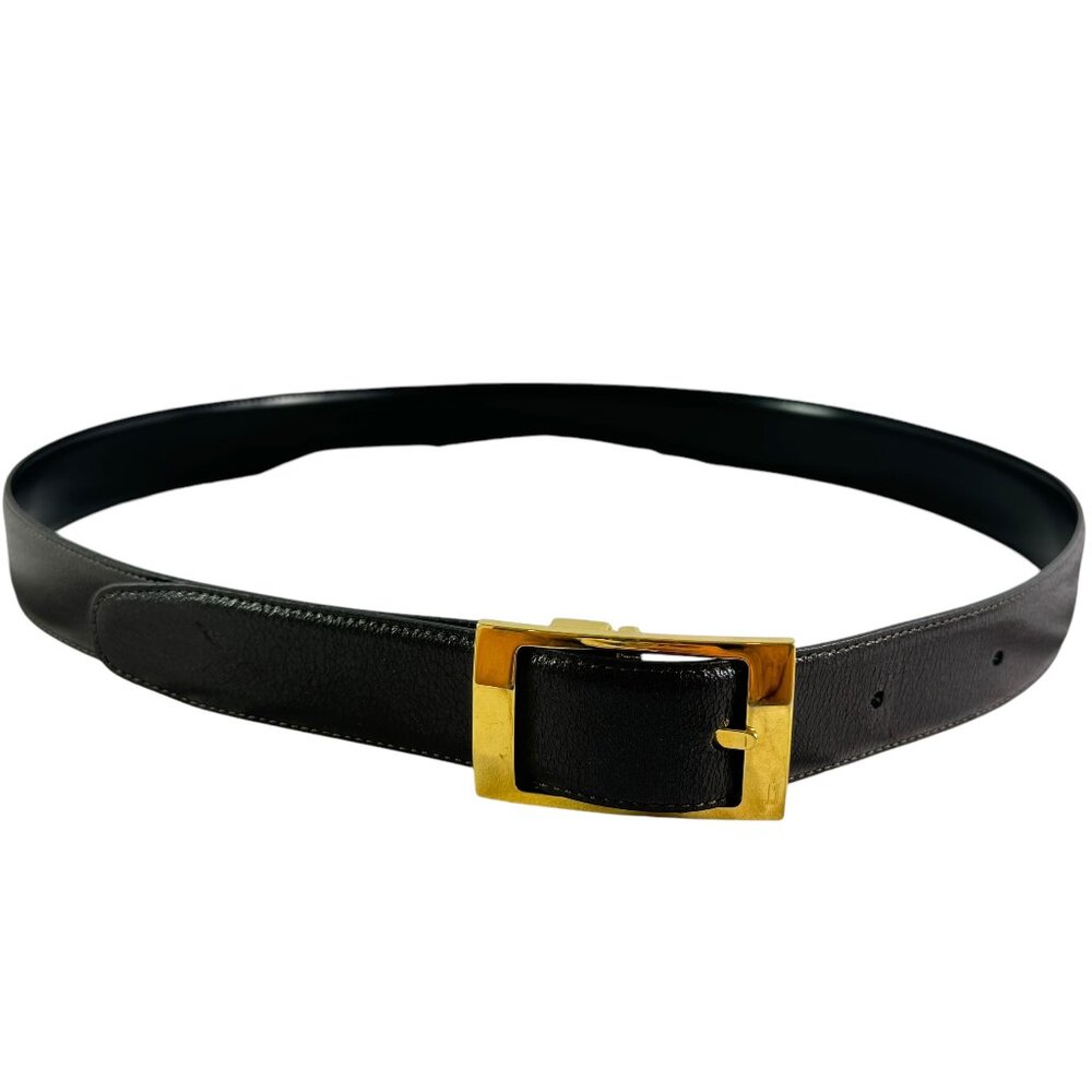 DUNHILL Reversible Black/Brown Leather Men Unisex Belt 34